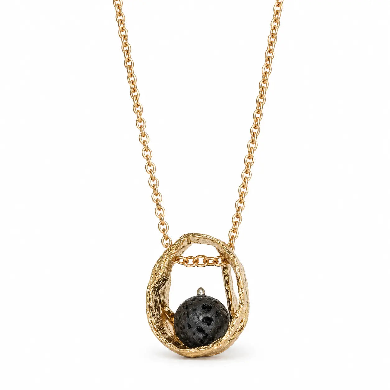 Lange Halskette Vulkanstein Anhänger - Black Lava Halsketten KOOMPLIMENTS