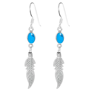 Boucles d'oreilles longues en argent avec des plumes