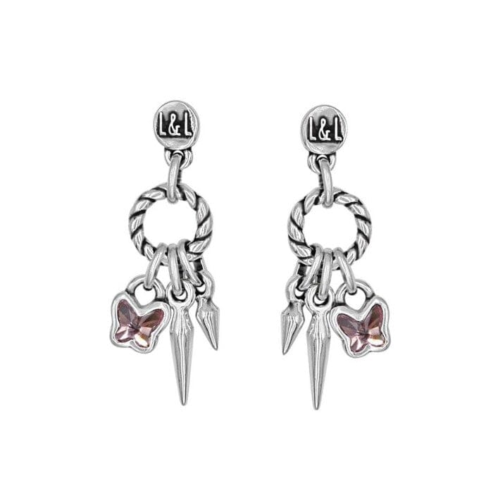 Lange Ohrringe mit Anhängern und Schmetterling in Swarovski-Kristall BUTTERFLY Ohrringe KOOMPLIMENTS