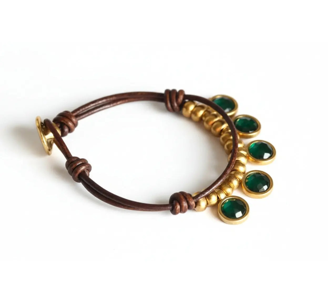 Lederarmband mit grünen Steinen - Esmeralda Armband KOOMPLIMENTS