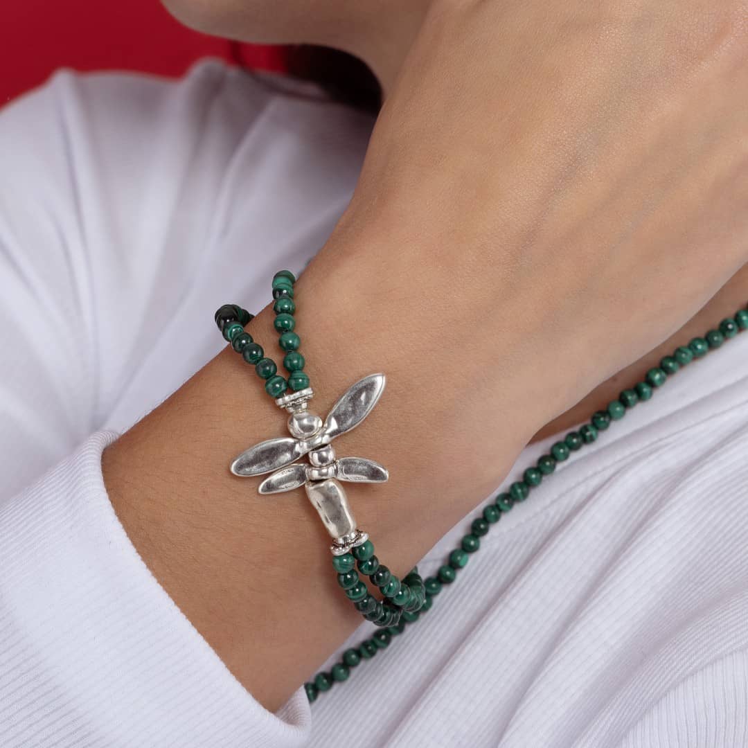 Libellula-Armband mit Malachit-Perlen Armband KOOMPLIMENTS