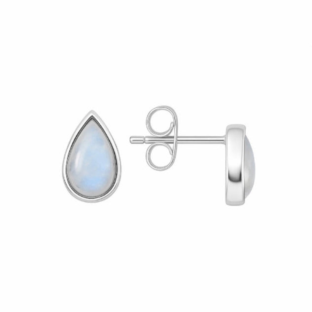 Silber Ohrringe mit Mondstein-Tropfen | KOOMPLIMENTS