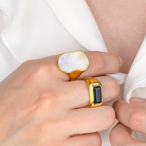 Ring aus Edelstahl mit Perlmutt Ringe KOOMPLIMENTS