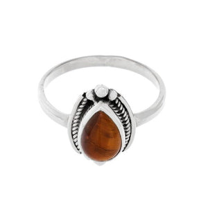 Ring con piedra marrón ojo de tigre