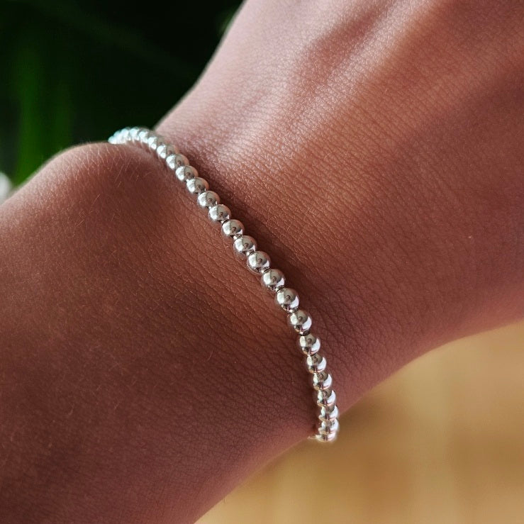 925 Silberarmband mit Kugeln – Verstellbarer Verschluss