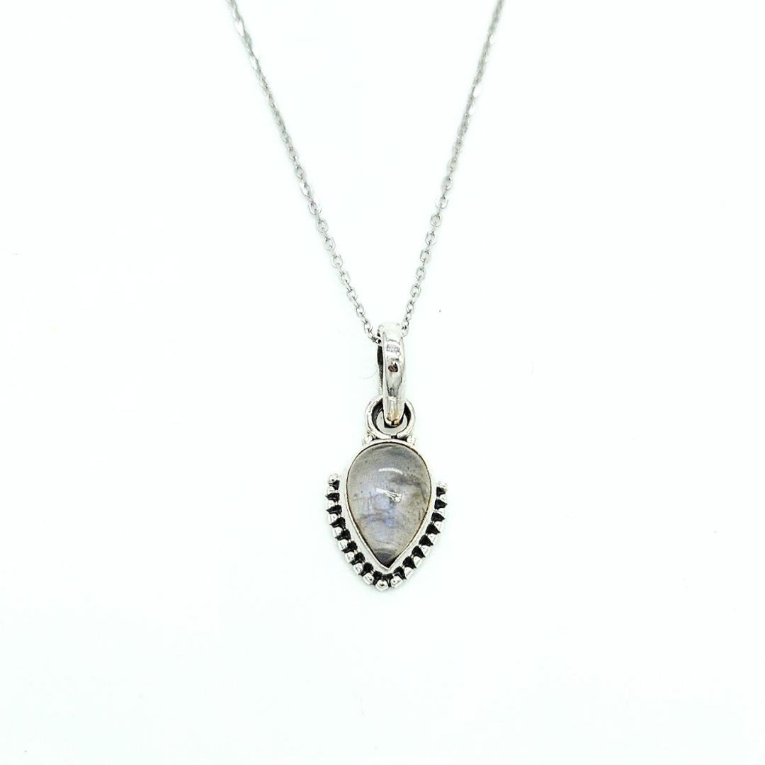 Collana in argento con pendente in pietra di luna - Jaipur