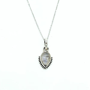 Silver necklace with moonstone pendant - Jaipur
