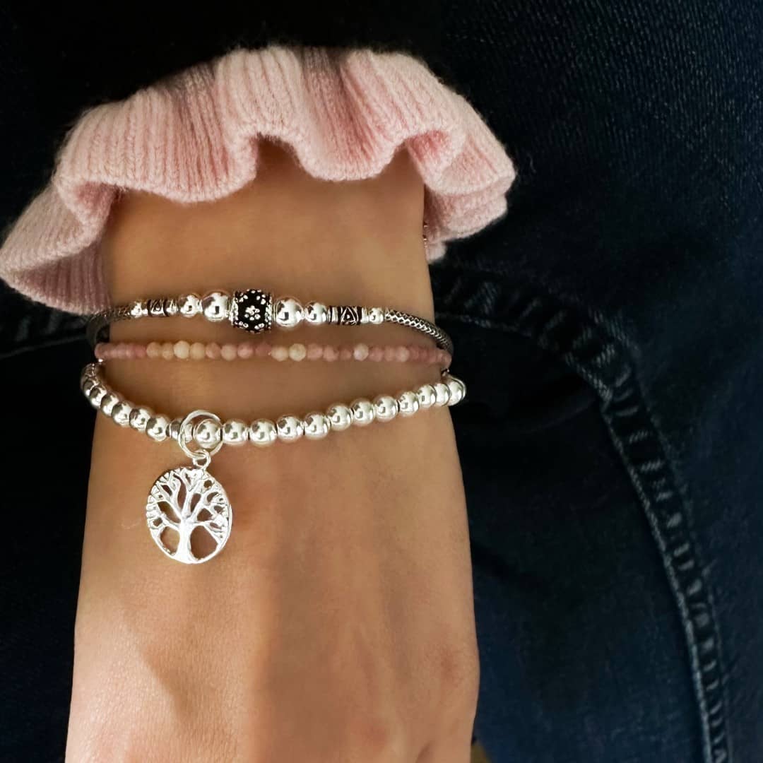 Silber Perlenarmband mit Lebensbaum Armband KOOMPLIMENTS