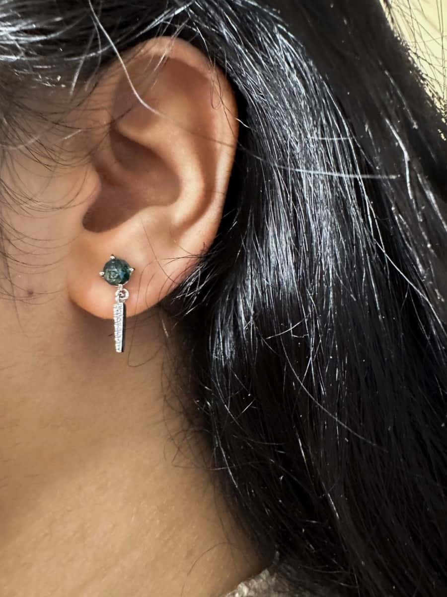 Silberohrstecker Anhänger und grünem Achat Ohrstecker KOOMPLIMENTS