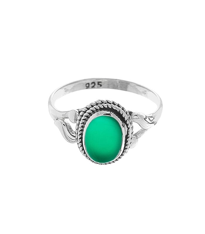 Silberring mit grünem Halbedelstein Jade Ringe KOOMPLIMENTS