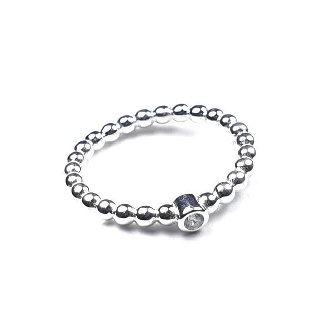 Silberring mit Kugeln und Zirkonia Solitär - ELEONORA Ringe KOOMPLIMENTS