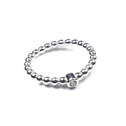 Silberring mit Kugeln und Zirkonia Solitär - ELEONORA Ringe KOOMPLIMENTS