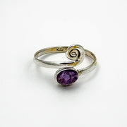 Silberring offen mit Spirale und Amethyst Ringe KOOMPLIMENTS