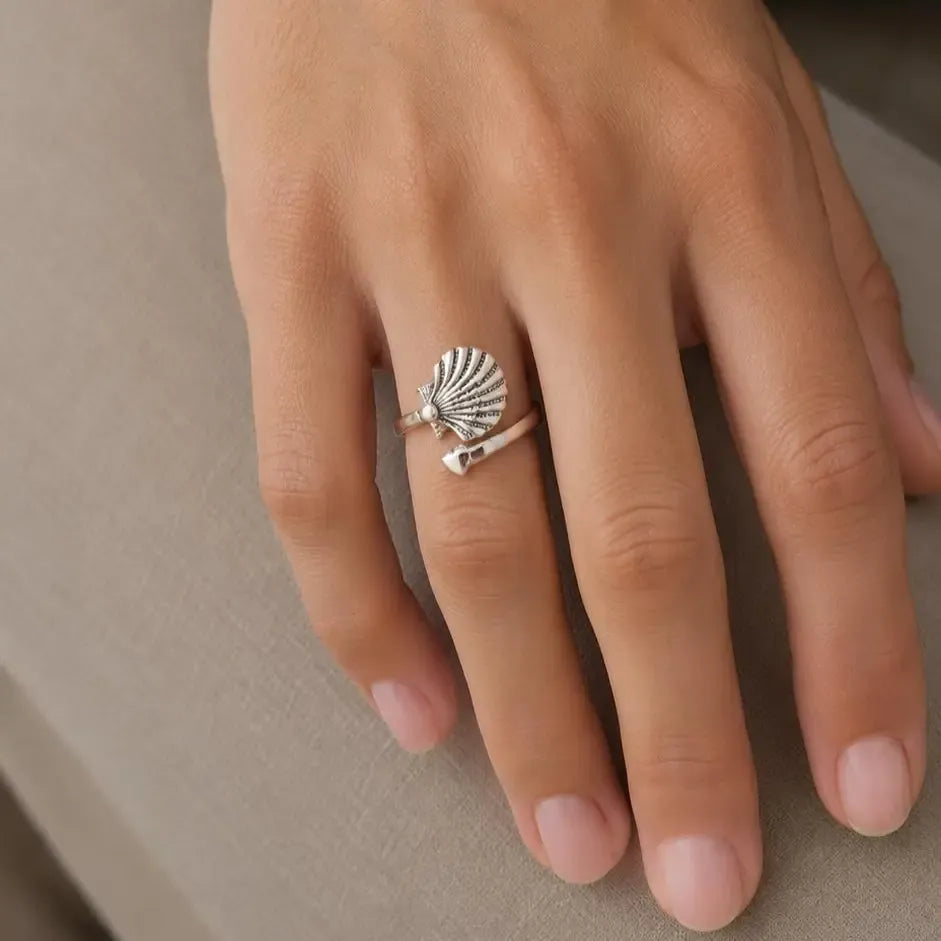 Silberring vorne offen mit Muschel Ringe KOOMPLIMENTS