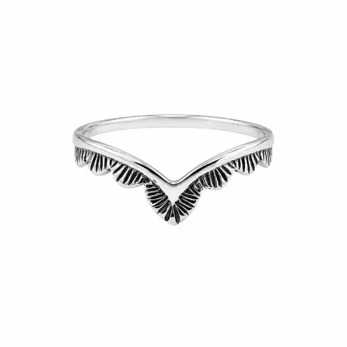 V-Ring aus Silber mit filigranem Muster Ringe KOOMPLIMENTS