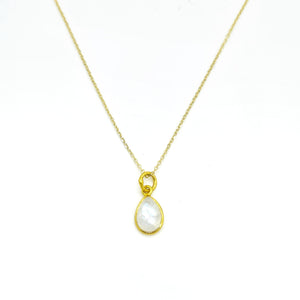 Vergoldete Choker-Kette mit Mondstein-Anhänge 18K - GISELA