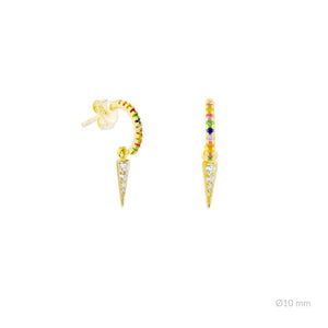 Orecchini a cerchio placcati oro con zirconi colorati
