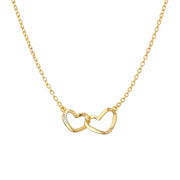Vergoldete Herz Halskette mit Zirkonia - TWIN LOVE SPARK Halsketten KOOMPLIMENTS