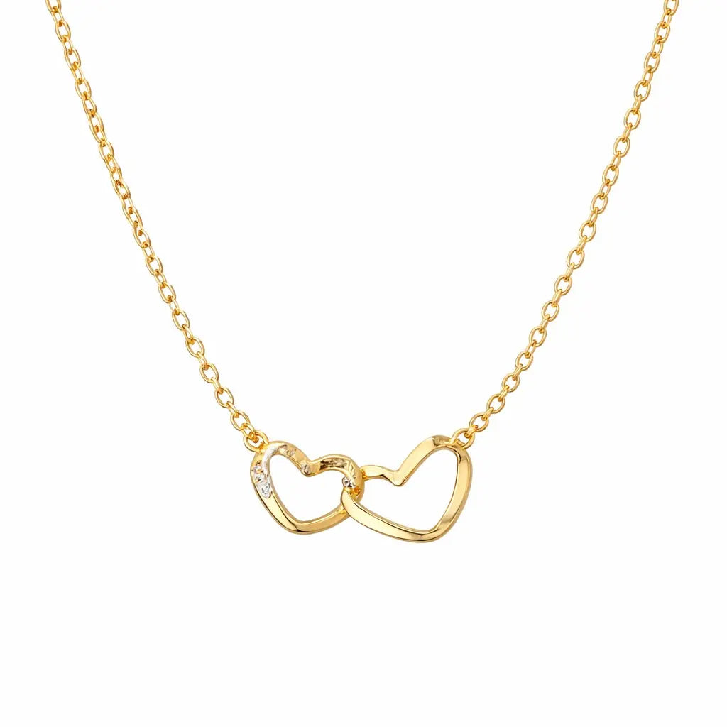 Vergoldete Herz Halskette mit Zirkonia - TWIN LOVE SPARK Halsketten KOOMPLIMENTS