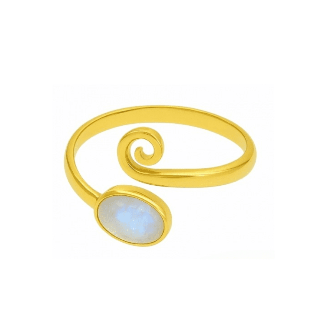 Verstellbarer Gold Ring mit Mondstein - GISELA Ringe KOOMPLIMENTS