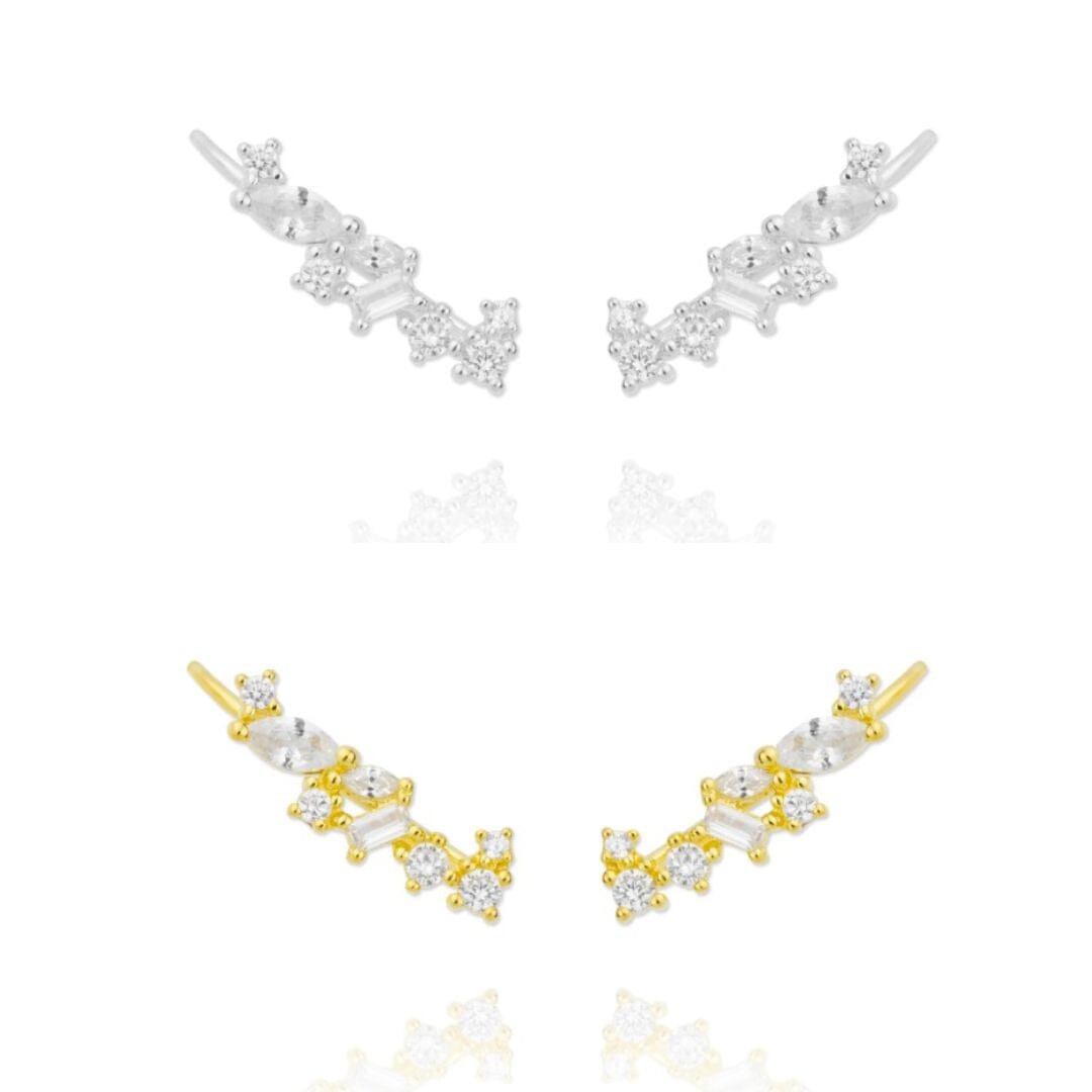 Zirkonia Climber Ohrringe - INDIGO Ohrstecker KOOMPLIMENTS