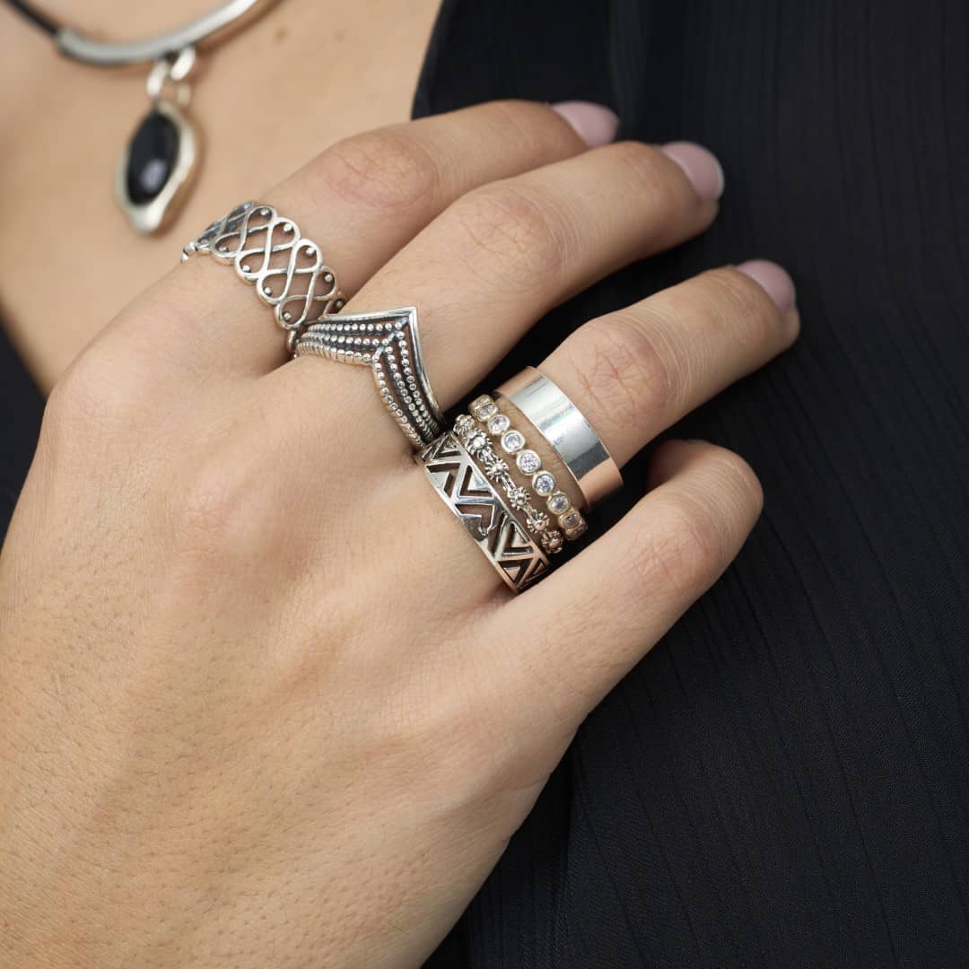 925 Silber Ring in V - Krone Ringe KOOMPLIMENTS
