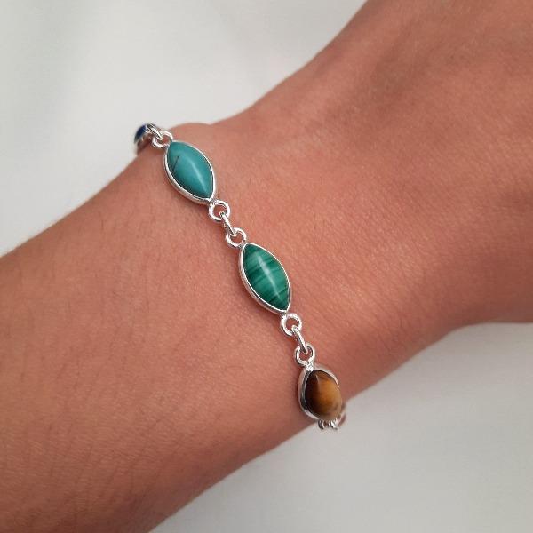 Armband aus Silber mit Perlen Chakra Armband KOOMPLIMENTS