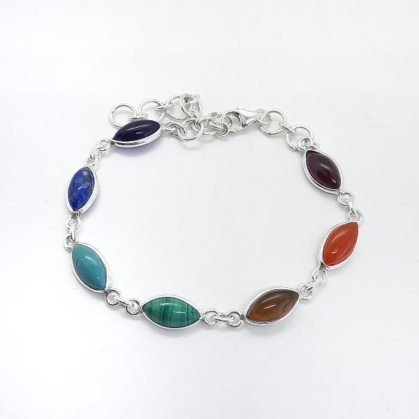 Armband aus Silber mit Perlen Chakra Armband KOOMPLIMENTS