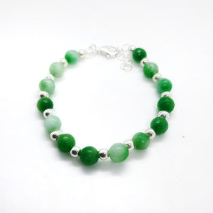 Bracelet en argent et pierre aventurine verte