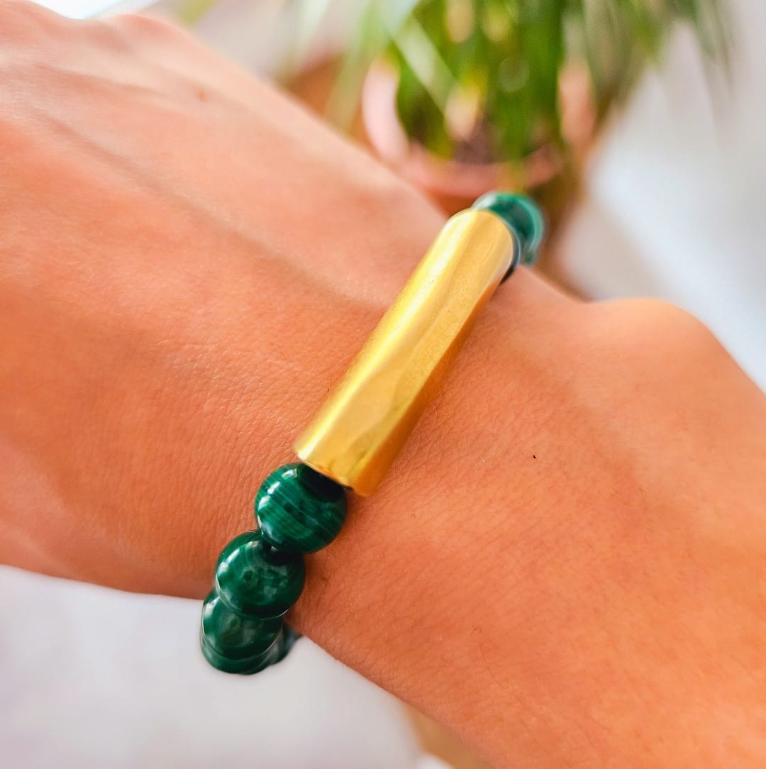 Armband grüner Malachit Naturstein - GIZA Armband KOOMPLIMENTS