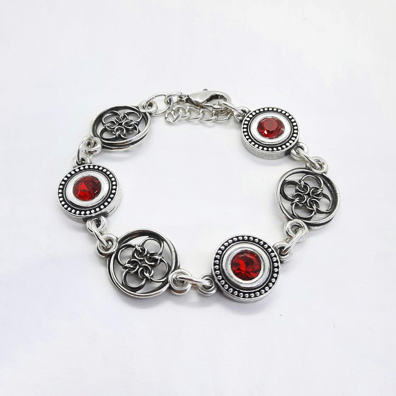 Armband Knopf Kristallperlen - Duchess Siam Rot Armband KOOMPLIMENTS