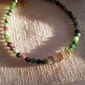 Bracelet with Green Gemstone Beads | KAMALA