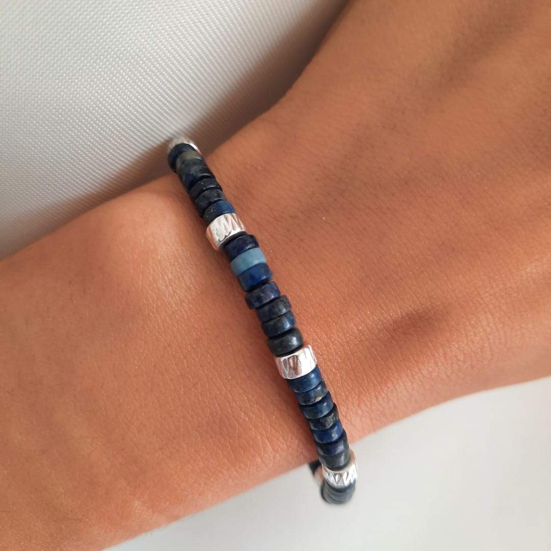Armband mit Lapislazuli Unterlegscheibe und Silber Armband KOOMPLIMENTS