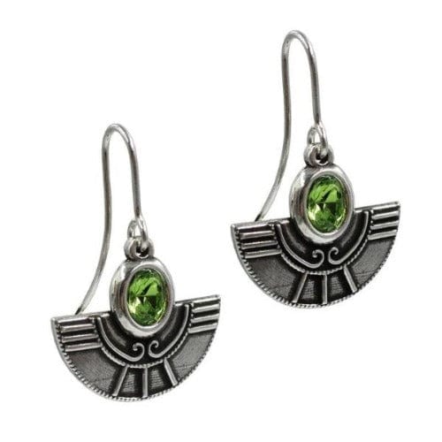 Azteken Ohrringe Silber mit Swarovski Kristall Peridot Grün Ohrringe KOOMPLIMENTS