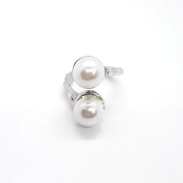 Besonderer Silber Ring mit weissen Perlen - Devenir Ringe KOOMPLIMENTS
