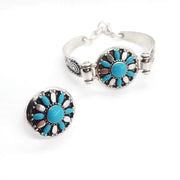 Blumen-Ring mit türkisfarbenen Blütenblättern Ringe KOOMPLIMENTS