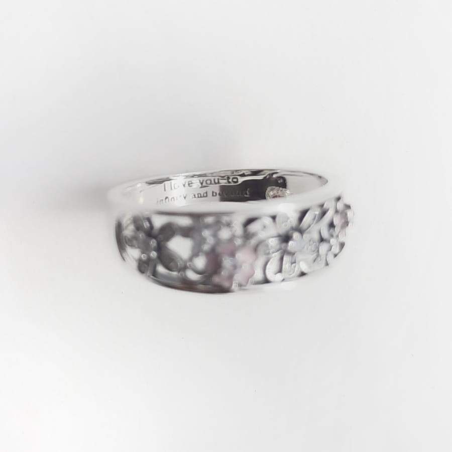 Blumen Silber Ring mit Gravur - Garten Ringe KOOMPLIMENTS