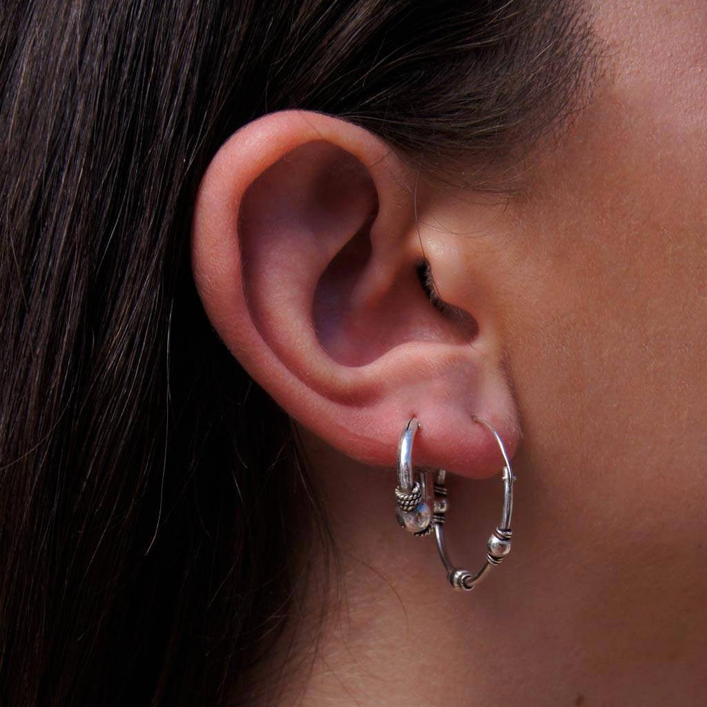 Boho Creolen Ohrringe aus Silber- Tradition - 22mm Ohrringe KOOMPLIMENTS