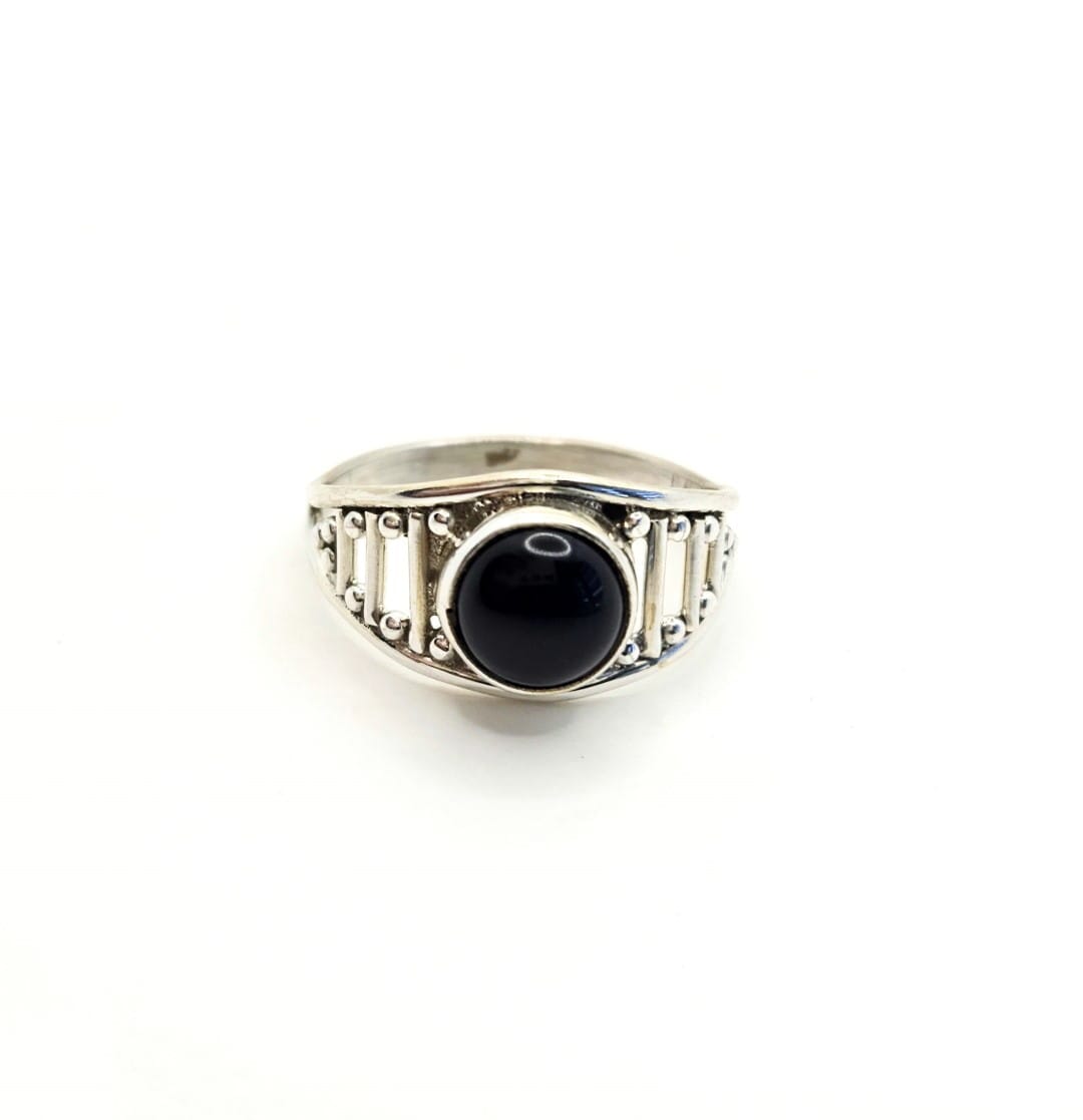 Boho Ring aus Silber mit schwarzem Onyx Stein Ringe KOOMPLIMENTS 54 Silber 