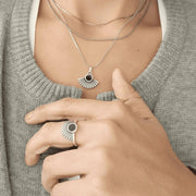 Boho Ring mit Sonnenstrahlen - Schwarz Ringe KOOMPLIMENTS