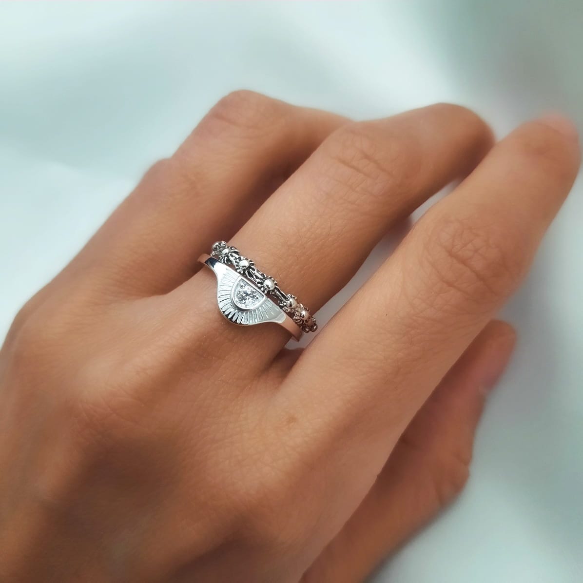 Boho Silberring mit Blumen - Flowers Ringe KOOMPLIMENTS