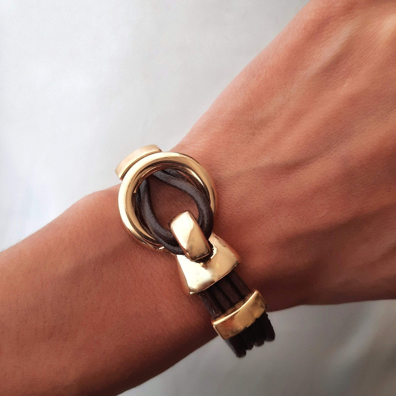 Braunes Leder Armband - Cinturon - Gold Armband KOOMPLIMENTS