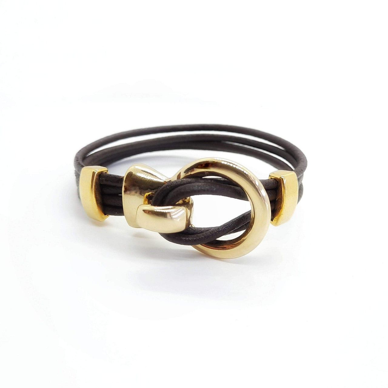 Braunes Leder Armband - Cinturon - Gold Armband KOOMPLIMENTS