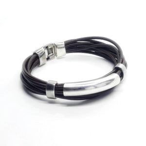 Brown leather bracelet men - OREGON