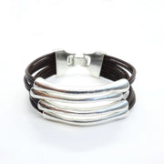 Braunes Wickelarmband Silber - Denia Armband KOOMPLIMENTS