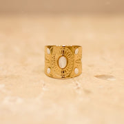 Breiter mehrreihiger Ring mit weißer Stein - ELIOR Ringe KOOMPLIMENTS