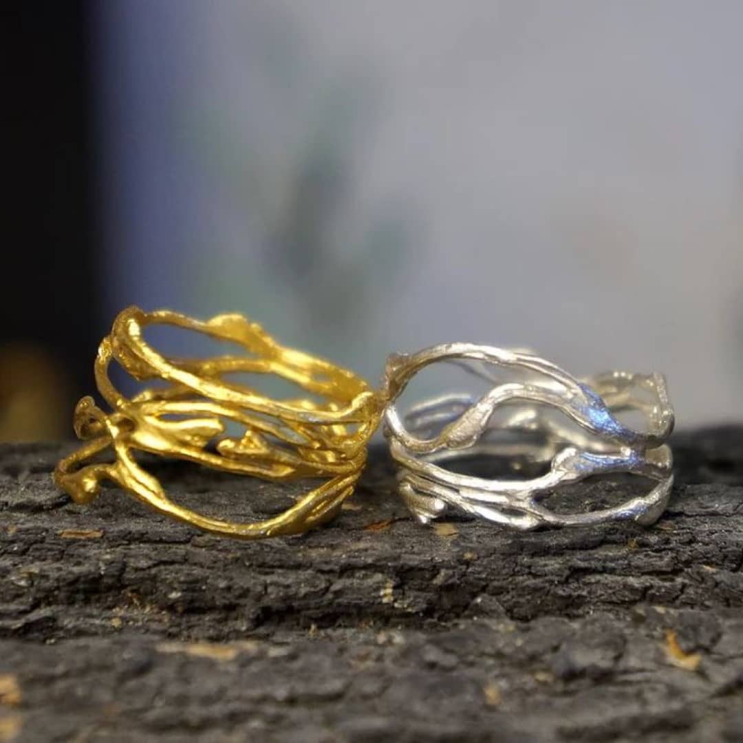 Breiter Ring mit Jasminzweigen Ringe KOOMPLIMENTS