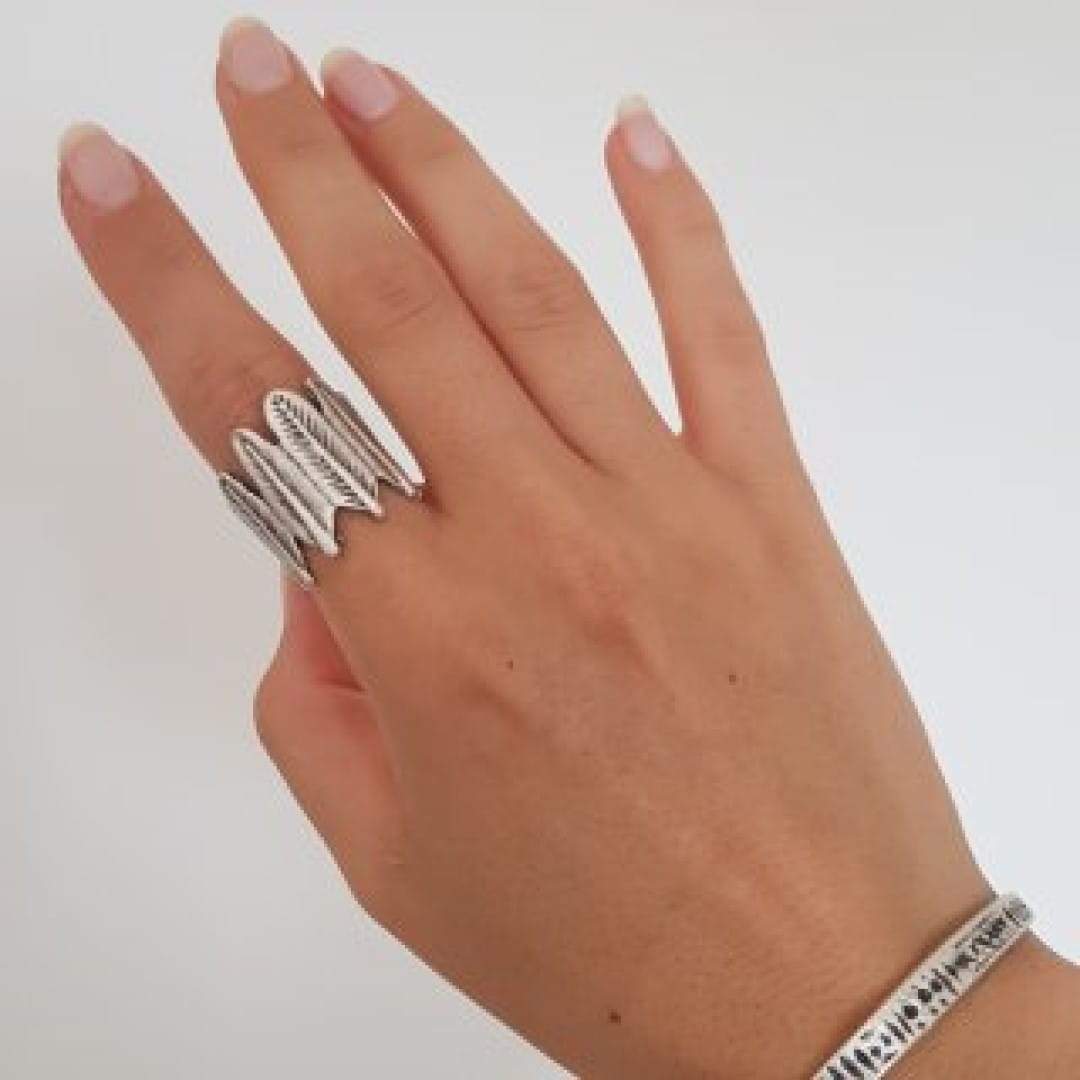 Breiter Silber Ring - Federkrone Ringe KOOMPLIMENTS