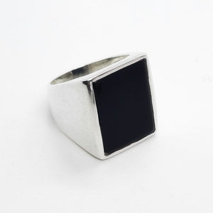 Silber Siegelring mit schwarzem Stein - Onyx King