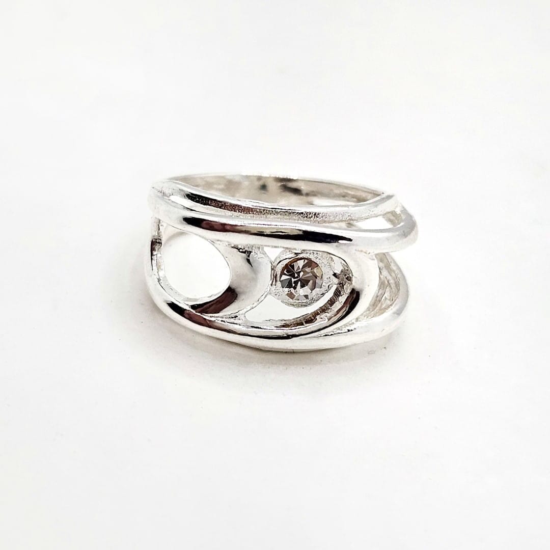 Breiter Silberring mit Zirkonia Ringe KOOMPLIMENTS